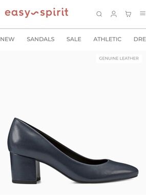 Easy Spirit Navy Leather Block Heel Pump